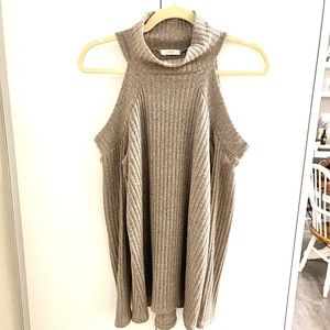 Cold shoulder turtle neck top